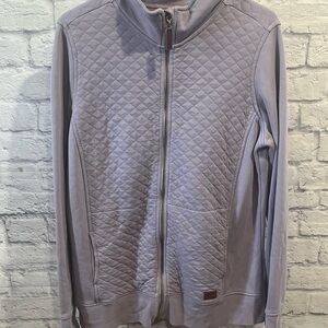 L.L.Bean Large Tall Lavender Quilted Knit Zip Jacket with pockets